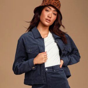 Lulu’s Navy Corduroy Jacket with Silver Buttons